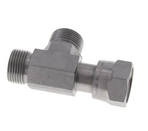 UNS 1''-14 F/M Verzinktes Stahl T-Stück ORFS mit Überwurfmutter 400 Bar - Hydraulisch