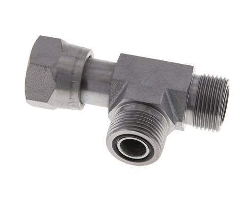 UNS 1''-14 F/M Verzinktes Stahl T-Stück ORFS mit Überwurfmutter 400 Bar - Hydraulisch