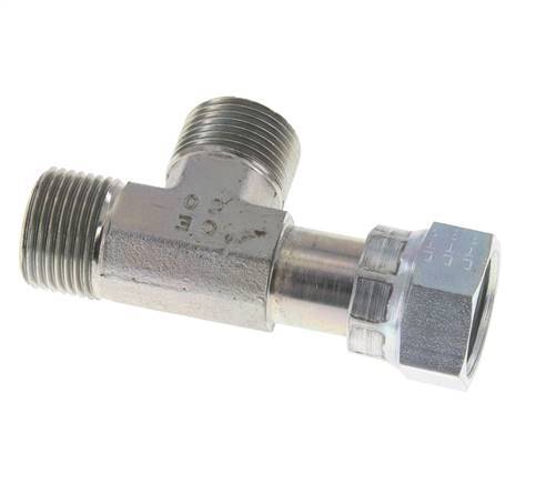 UN 1-3/16''-12 F/M Zinc plated Steel Tee ORFS with union nut 400 Bar - Hydraulic