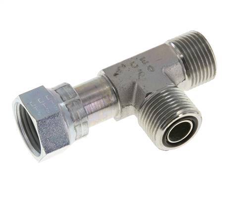 UN 1-3/16''-12 F/M Verzinktes Stahl T-Stück ORFS mit Überwurfmutter 400 Bar - Hydraulisch