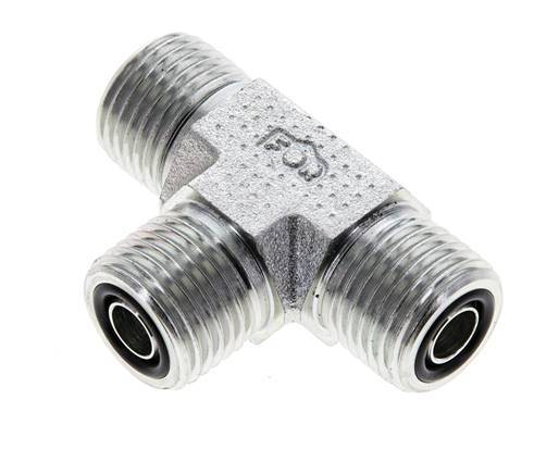 UN 11/16''-16 Male Zinc plated Steel Tee ORFS 630 Bar - Hydraulic