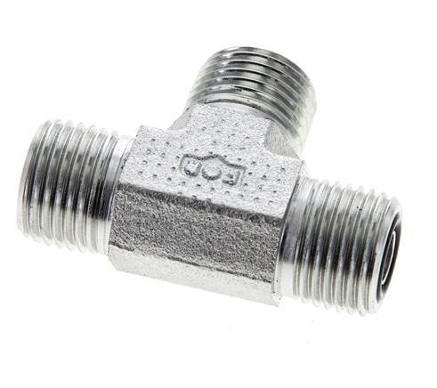 UN 11/16''-16 Male Zinc plated Steel Tee ORFS 630 Bar - Hydraulic