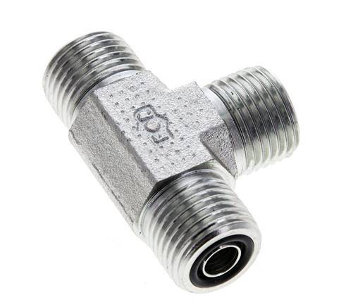 UN 11/16''-16 Male Zinc plated Steel Tee ORFS 630 Bar - Hydraulic