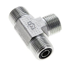 UN 11/16''-16 Male Zinc plated Steel Tee ORFS 630 Bar - Hydraulic