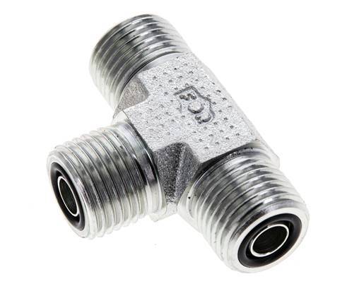 UN 11/16''-16 Male Zinc plated Steel Tee ORFS 630 Bar - Hydraulic