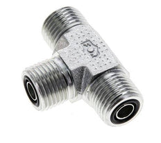 UN 11/16''-16 Male Zinc plated Steel Tee ORFS 630 Bar - Hydraulic