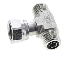 UN 11/16''-16 M/F Verzinktes Stahl T-Stück ORFS mit Überwurfmutter 630 Bar - Hydraulisch