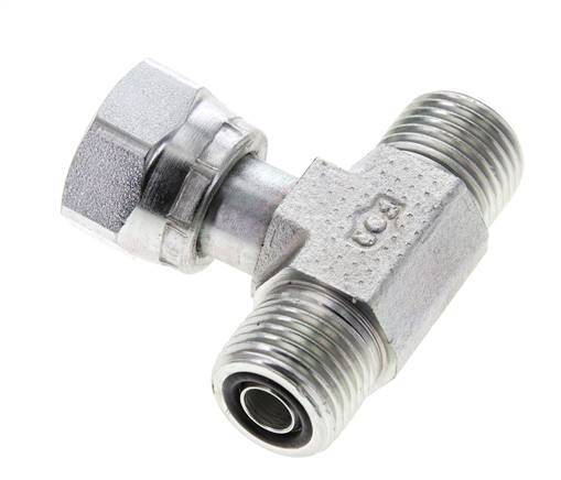 UN 11/16''-16 M/F Verzinktes Stahl T-Stück ORFS mit Überwurfmutter 630 Bar - Hydraulisch