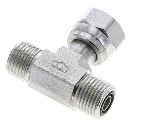 UN 11/16''-16 M/F Verzinktes Stahl T-Stück ORFS mit Überwurfmutter 630 Bar - Hydraulisch