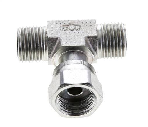 UN 11/16''-16 M/F Verzinktes Stahl T-Stück ORFS mit Überwurfmutter 630 Bar - Hydraulisch