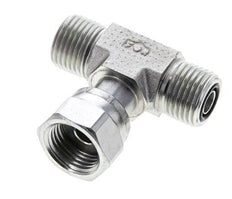 UN 11/16''-16 M/F Verzinktes Stahl T-Stück ORFS mit Überwurfmutter 630 Bar - Hydraulisch