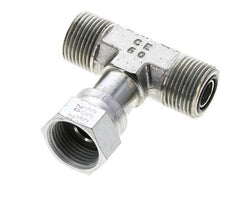 UN 13/16''-16 M/F Zinc plated Steel Tee ORFS with union nut 630 Bar - Hydraulic