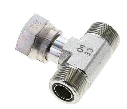 UN 1-3/16''-12 M/F Verzinktes Stahl T-Stück ORFS mit Überwurfmutter 400 Bar - Hydraulisch