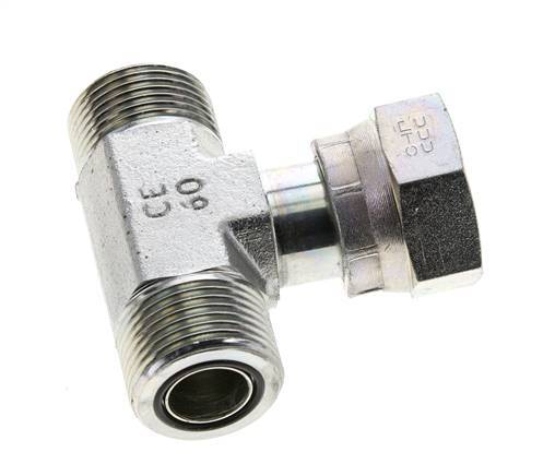 UN 1-3/16''-12 M/F Verzinktes Stahl T-Stück ORFS mit Überwurfmutter 400 Bar - Hydraulisch