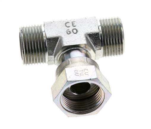 UN 1-3/16''-12 M/F Verzinktes Stahl T-Stück ORFS mit Überwurfmutter 400 Bar - Hydraulisch