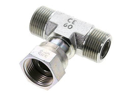 UN 1-3/16''-12 M/F Verzinktes Stahl T-Stück ORFS mit Überwurfmutter 400 Bar - Hydraulisch