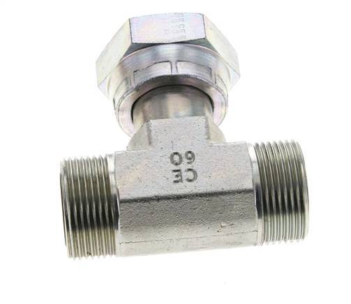 UN 1-7/16''-12 M/F Verzinktes Stahl T-Stück ORFS mit Überwurfmutter 400 Bar - Hydraulisch