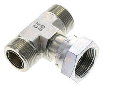 UN 1-7/16''-12 M/F Verzinktes Stahl T-Stück ORFS mit Überwurfmutter 400 Bar - Hydraulisch