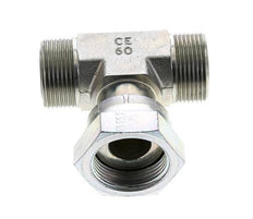 UN 1-7/16''-12 M/F Verzinktes Stahl T-Stück ORFS mit Überwurfmutter 400 Bar - Hydraulisch