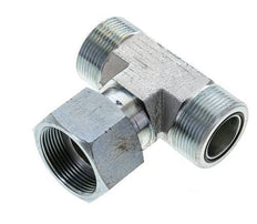 UN 1-11/16''-12 M/F Verzinktes Stahl T-Stück ORFS mit Überwurfmutter 250 Bar - Hydraulisch