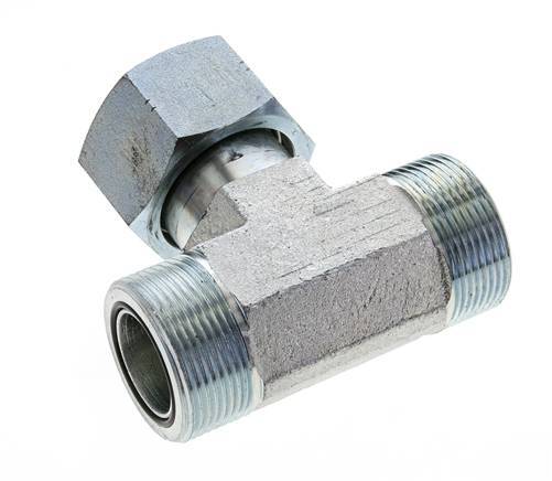 UN 1-11/16''-12 M/F Verzinktes Stahl T-Stück ORFS mit Überwurfmutter 250 Bar - Hydraulisch
