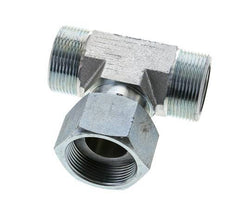 UN 1-11/16''-12 M/F Verzinktes Stahl T-Stück ORFS mit Überwurfmutter 250 Bar - Hydraulisch