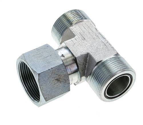 UN 1-11/16''-12 M/F Verzinktes Stahl T-Stück ORFS mit Überwurfmutter 250 Bar - Hydraulisch