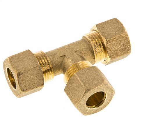 12mm Brass Tee Compression Fitting 75 Bar DIN EN 1254-2