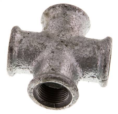 Rp 3/8'' Female Zinc plated Cast iron Cross 25 Bar [2 Pieces]