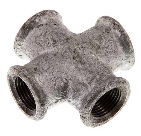 Rp 3/8'' Female Zinc plated Cast iron Cross 25 Bar [2 Pieces]