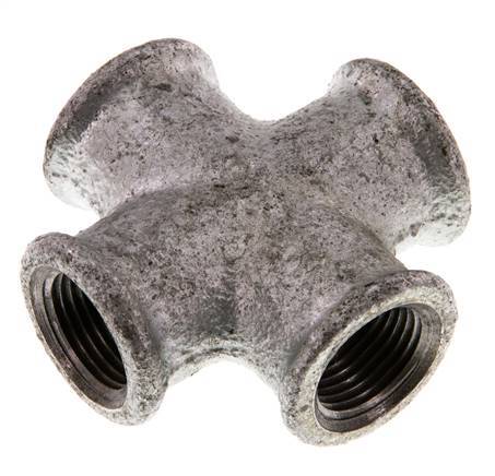 Rp 3/8'' Female Zinc plated Cast iron Cross 25 Bar [2 Pieces]