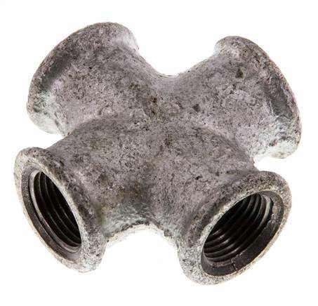 Rp 3/8'' Female Zinc plated Cast iron Cross 25 Bar [2 Pieces]