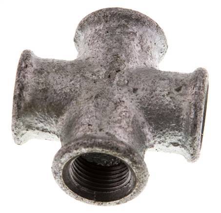 Rp 3/8'' Female Zinc plated Cast iron Cross 25 Bar [2 Pieces]