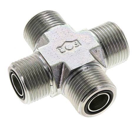 UNS 1''-14 Male Zinc plated Steel Cross ORFS 400 Bar - Hydraulic