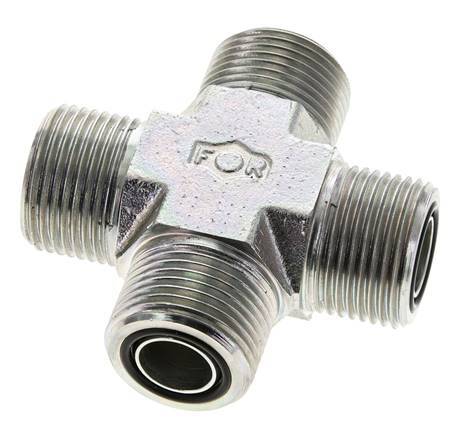 UNS 1''-14 Male Zinc plated Steel Cross ORFS 400 Bar - Hydraulic