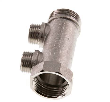 G 1'' x 2xG 1/2'' F/M/M Vernickeltes Messing Verteilerrohre 10 Bar