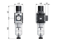 Filter-Regler G1/4'' 1000l/min 0.2-4.0bar/3-58psi Futura 0