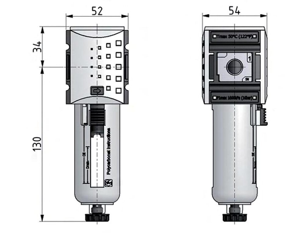 Filter 5microns G1/4'' 2200 l/min Auto Metal Futura 1