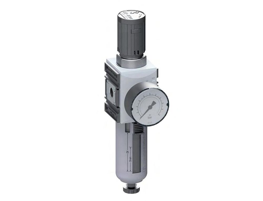 Filter-Regulator G1/4'' 2000 l/min 0.1-2.0bar/1-29psi Auto (Closed Without Pressure) Polycarbonate Futura 1
