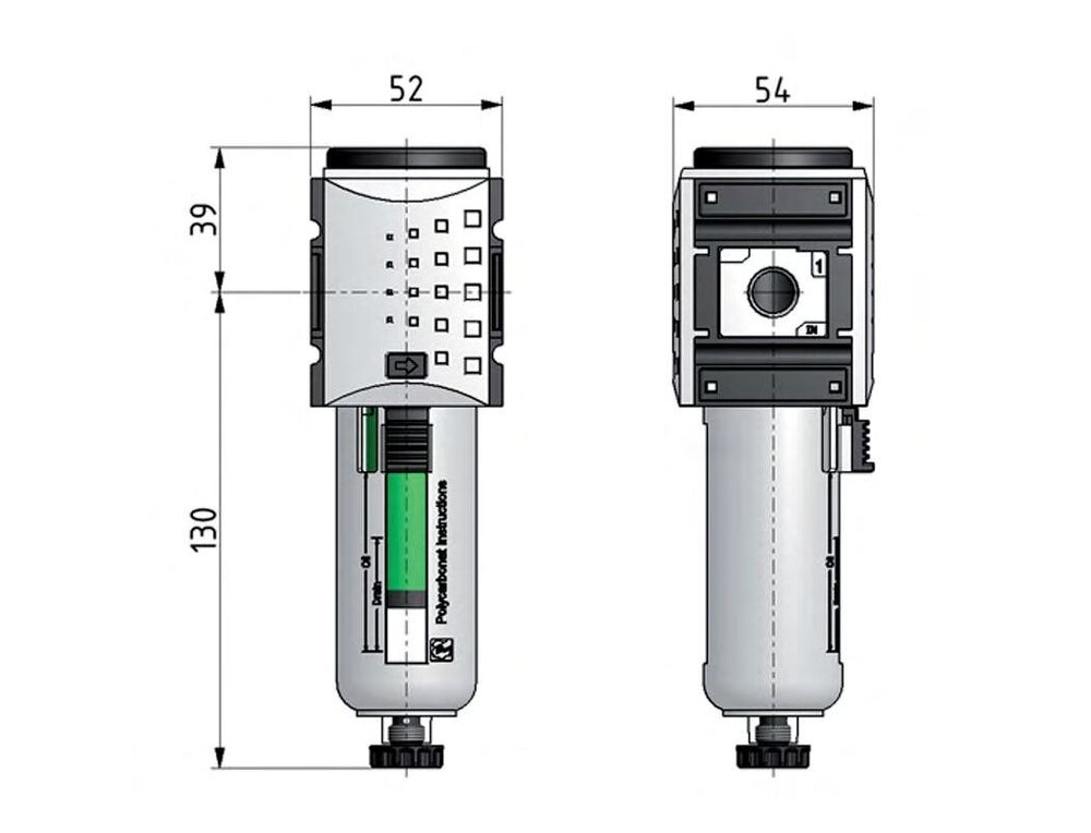 Pre-Filter 0.3microns G3/8'' 300 l/min Auto Metal Futura 1