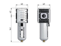Aktivkohlefilter G3/8'' 1700l/min ohne Entwässerung Polycarbonat Futura 2