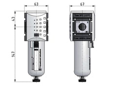 Filter 5microns G1/2'' 3500 l/min Auto (Closed Without Pressure) Polycarbonate Futura 2