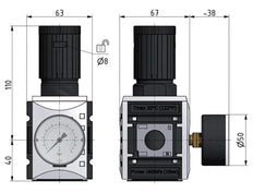 Pressure Regulator G1/2'' 5200 l/min 0.5-8.0bar/7-116psi PA Safety Futura 2