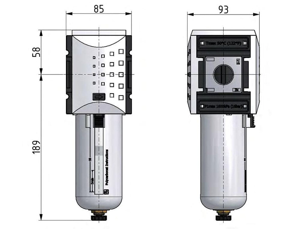 Filter 5microns G1'' 8000l/min Auto Polycarbonat Futura 4