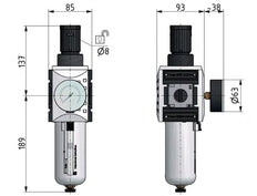 Filter-Regulator G3/4'' 13000 l/min 0.1-2.0bar/1-29psi Auto Polycarbonate Futura 4