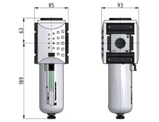 Vorfilter 0.3microns G3/4'' 1500l/min Semi-Auto Polycarbonat Futura 4