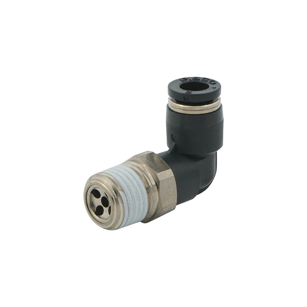 IN R1/8" x OUT 6mm Angled 1.7mm Orifice Meter-Out Check Valve