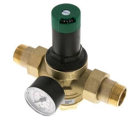 Filter Pressure Reducer Brass R1'' 97 l/min 1.5-6 bar/22-87psi Drinking Water