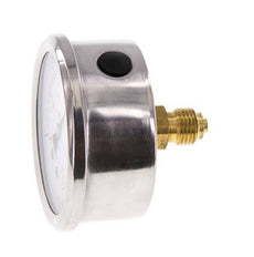 -1..0.6 Bar (-15..9 psi) Glyzerin-Manometer Rückseite Edelstahl/Messing 63 mm Klasse 1.6