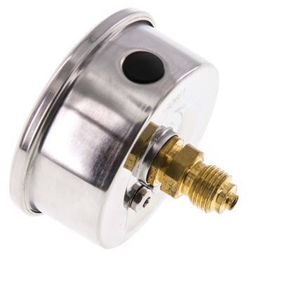 -1..0.6 Bar (-15..9 psi) Glyzerin-Manometer Rückseite Edelstahl/Messing 63 mm Klasse 1.6